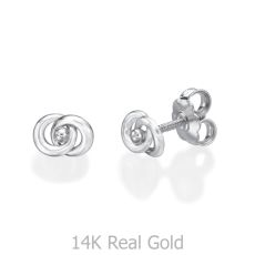 14K White Gold Kid's Stud Earrings - Linked Circles