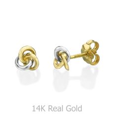 14K White & Yellow Gold Kid's Stud Earrings - Unity of Circles - Small