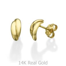 14K Yellow Gold Kid's Stud Earrings - Smooth Crescents