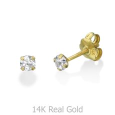 14K Yellow Gold Kid's Stud Earrings - Moulan