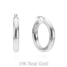 14K White Gold Women's Earrings - M (thick)