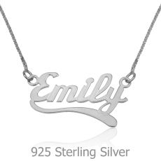 925 Sterling Silver Name Necklace "Ruby" English with decor "Paintbrush"