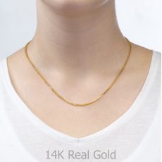 14K Yellow Gold Spiga Chain Necklace 1.5mm Thick, 17.7" Length