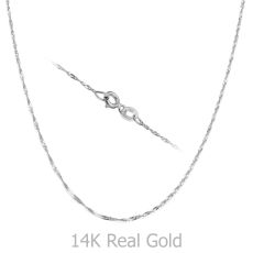 14K White Gold Singapore Chain Necklace 1.6mm Thick, 16.5" Length