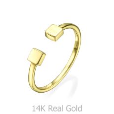 Open Ring in Yellow Gold - Squares