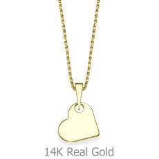 Pendant and Necklace in 14K Yellow Gold - Classic Heart
