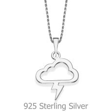 Pendant and Necklace in 925 Sterling Silver - Golden Lightening