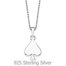 Pendant and Necklace in 925 Sterling Silver - Queen of Spades