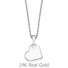 Pendant and Necklace in 14K White Gold - Classic Heart