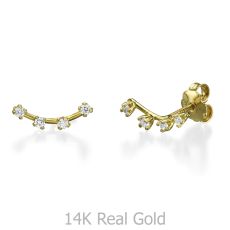 14K Yellow Gold Women's Earrings - Crystal Spotlights