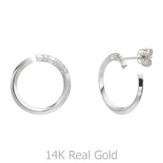 Diamond Stud Earrings in 14K White Gold - Sunrise - Large