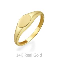 14K Yellow Gold Ring - Glossy Oval Seal
