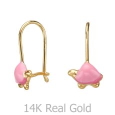 Dangle Earrings in14K Yellow Gold - Torti Tortoise