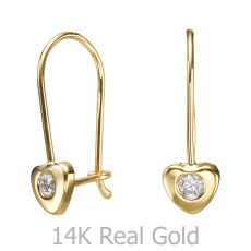 Dangle Earrings in14K Yellow Gold - Heart of Oriana