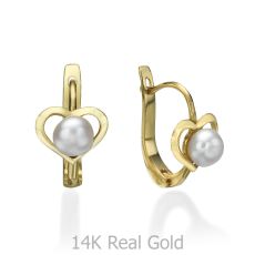 Dangle Tight Earrings in14K Yellow Gold - Heart of Delight