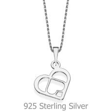 Pendant and Necklace in 925 Sterling Silver - Lovers Heart 