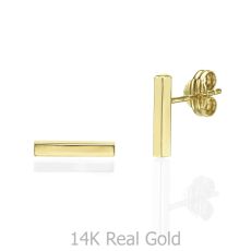 14K Yellow Gold Women's Earrings - Golden Bar