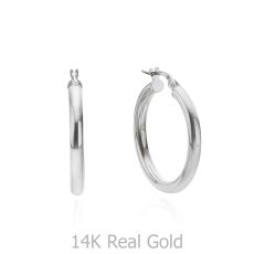 14K White Gold Women's Earrings - M (thin)