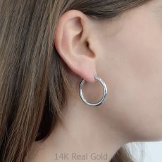 14K White Gold Women's Earrings - M (thin)