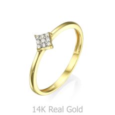 Ring in 14K Yellow Gold - Shiny Rhombus