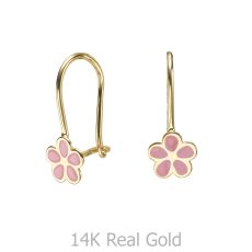Dangle Earrings in14K Yellow Gold - Dawn Flower