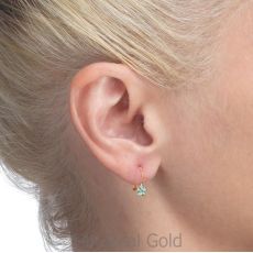 Dangle Earrings in14K Yellow Gold - Isabella Flower - Light Blue