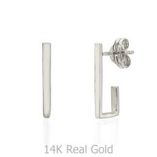 14K White Gold Women's Earrings - Embracing Line