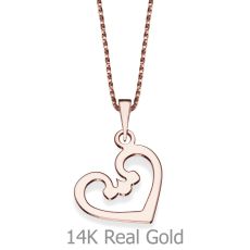 Pendant and Necklace in 14K Rose Gold - Heart and Soul