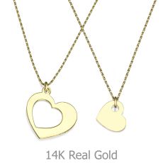 For Mother & Daughter - Hearts in Yellow Gold