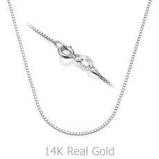 14K White Gold Venice Chain Necklace 0.8mm Thick, 17.7" Length