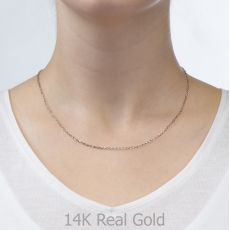 14K White Gold Rollo Chain Necklace 1.6mm Thick, 19.5" Length