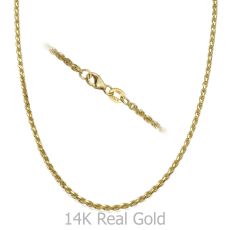14K Yellow Gold Rope Chain Necklace 1.9mm Thick, 17.7" Length