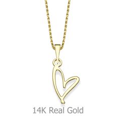 Pendant and Necklace in 14K Yellow Gold - Free Heart