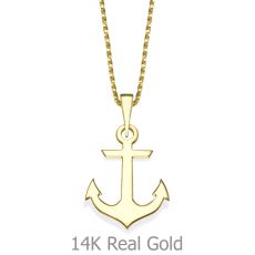 Pendant and Necklace in 14K Yellow Gold - Golden Anchor