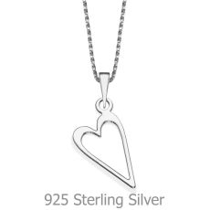 Pendant and Necklace in 925 Sterling Silver - Delicate Heart