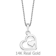Pendant and Necklace in 14K White Gold - Wondrous Heart