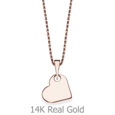 Pendant and Necklace in 14K Rose Gold - Classic Heart