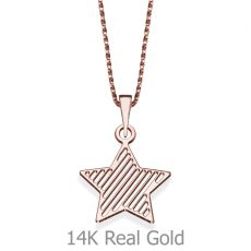 Pendant and Necklace in 14K Rose Gold - Star of the Party