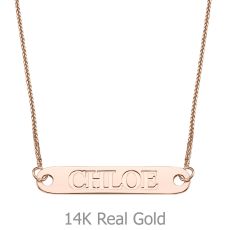 Bar Necklace with Personalized Engraving in Rose Gold