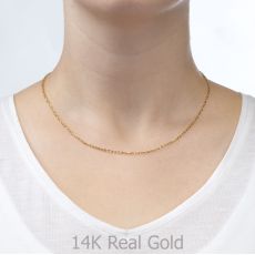 14K Yellow Gold Rollo Chain Necklace 1.6mm Thick, 19.5" Length
