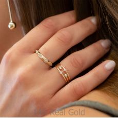 Ring in 14K Yellow Gold - Pyramids