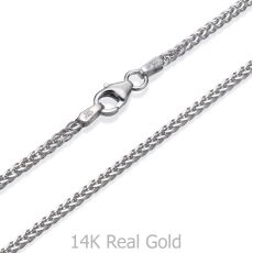 14K White Gold Chain for Men Spiga 1.5mm Thick, 19.5" Length