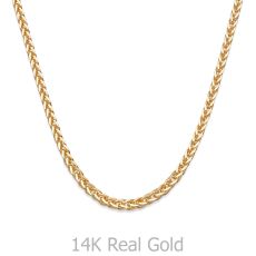 14K Yellow Gold Chain for Men Spiga 1.5mm Thick, 19.5" Length