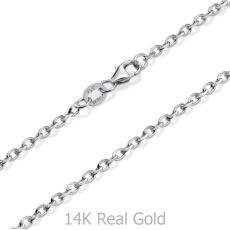 14K White Gold Chain for Men Rollo 2.2mm Thick, 21.45" Length