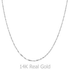 14K White Gold Chain for Men Singapore 1.6mm Thick, 19.7" Length
