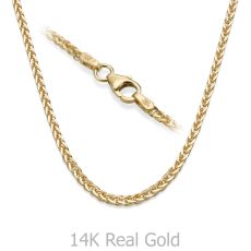 14K Yellow Gold Spiga Chain Necklace 1.5mm Thick, 16.5" Length
