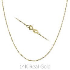 14K Yellow Gold Singapore Chain Necklace 1.6mm Thick, 21.6" Length
