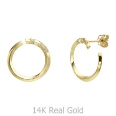 Diamond Stud Earrings in 14K Yellow Gold - Sunrise - Large