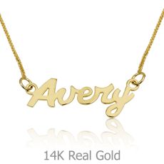 14K Yellow Gold Name Necklace "Gold" English