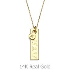 Necklace and Vertical Bar Pendant with a Star Diamond in Yellow Gold 